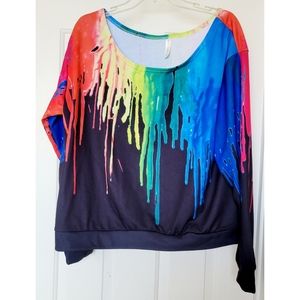 Paint Drip Print Sweatshirt
